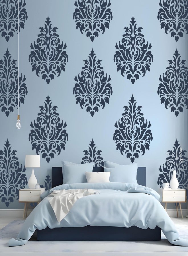 StenCart Damask Pack of 2 Stencil for Wall Painting Home DIY Reusable Wall Stencil Design for Wall Decoration (16-inch x 24 inch) - Combo of 2 - Image 1